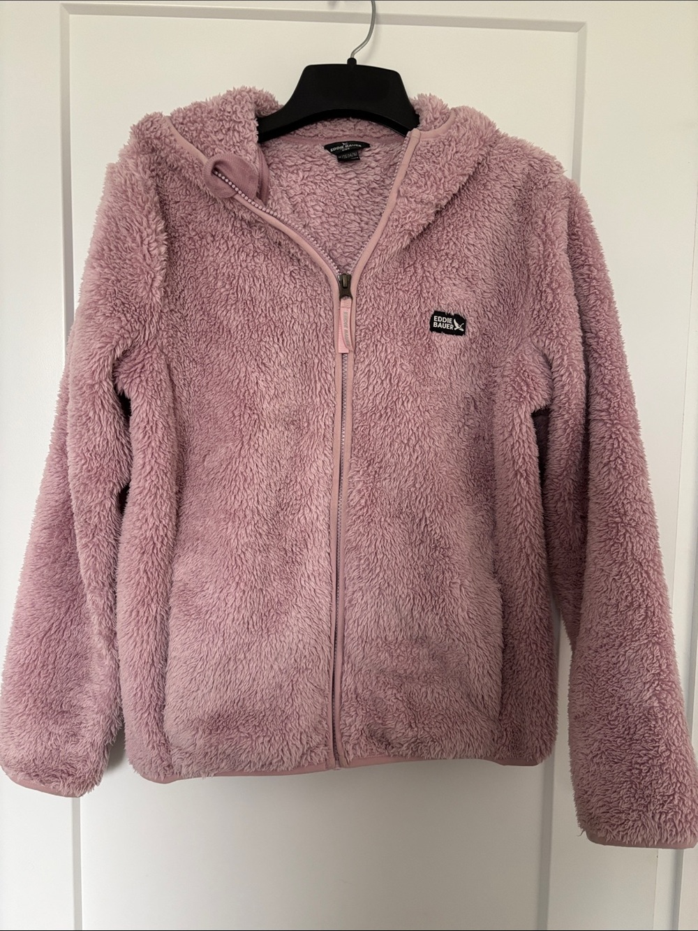 Eddie Bauer Girls Plush Hooded Zip Jacket - Light Mauve
